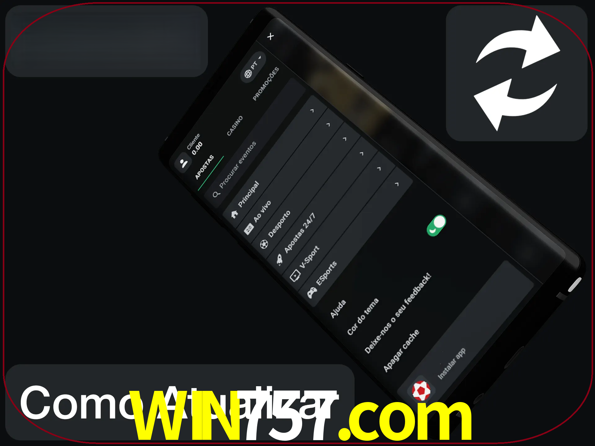 O aplicativo é atualizado automaticamente quando você faz o login.